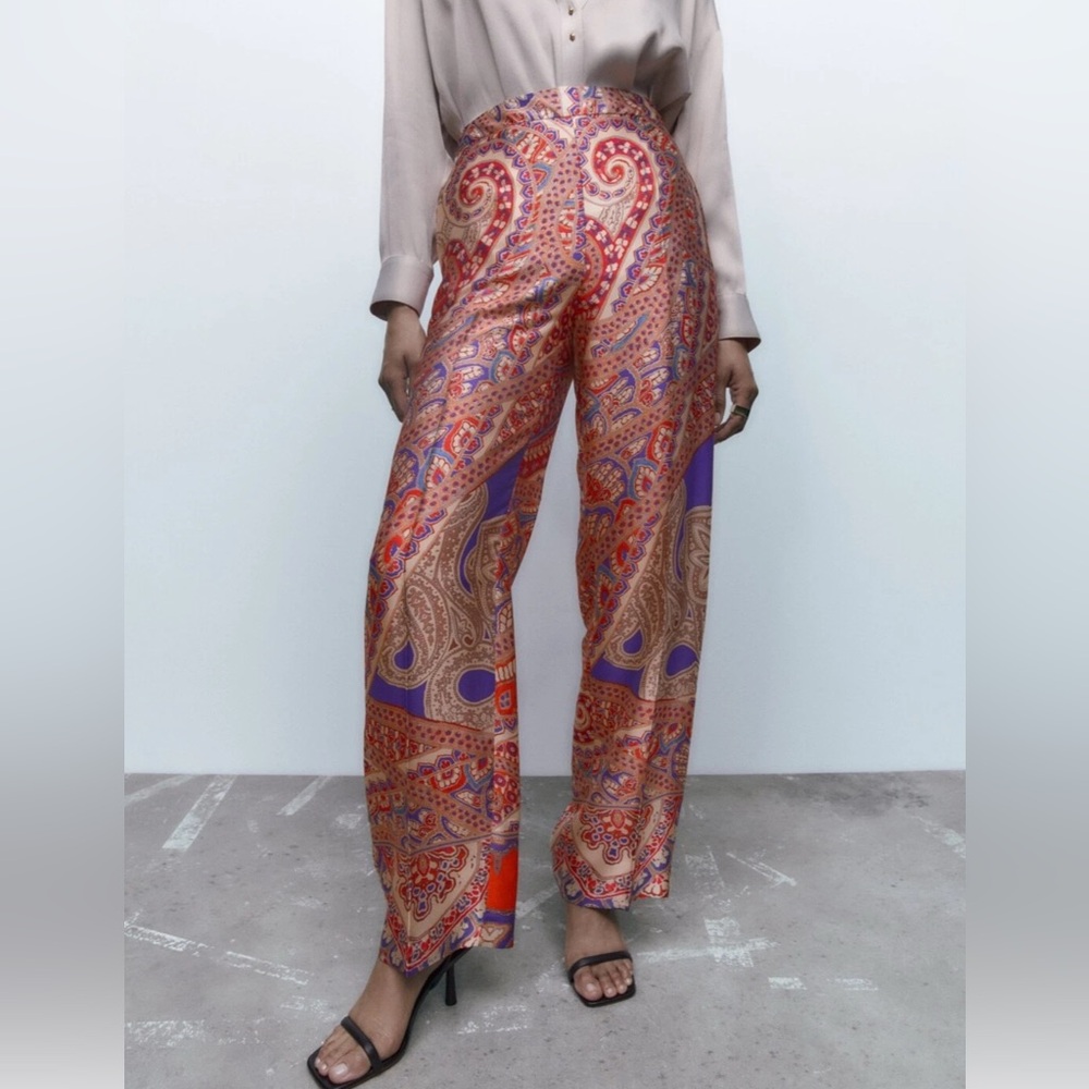 Zara Print Wide-Leg Pants